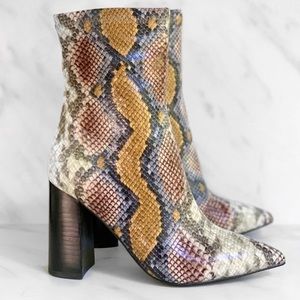 Jeffrey Campbell Multicolor Snake Print Ankle Boots